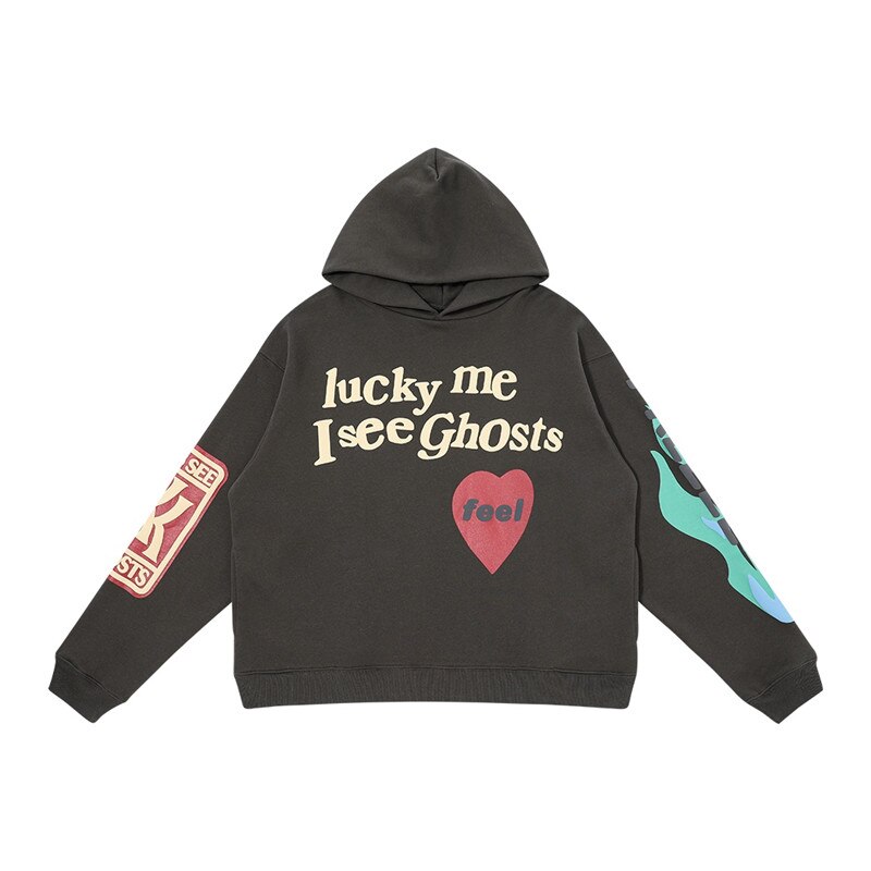 Kanye West Foam Printing Lucky me i see ghosts Hoodie Kanye West Foam Printing Lucky me i see ghosts Hoodie